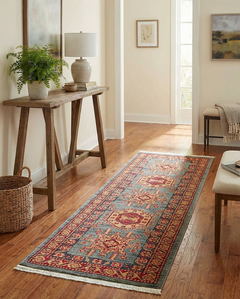 Persian Elegance Collection Area Rug -  Bushehr Runner Light Blue  lifestyle 68