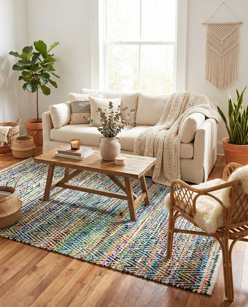 Zigzag Marina Collection Area Rug - HarborStripes Rectangle Green  lifestyle 28