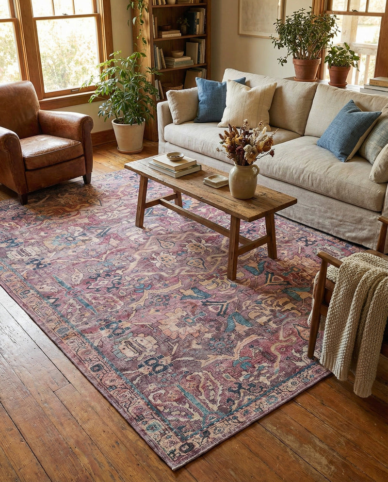 Vintage Memories Collection Area Rug -  Memories Rectangle Pink  lifestyle 13