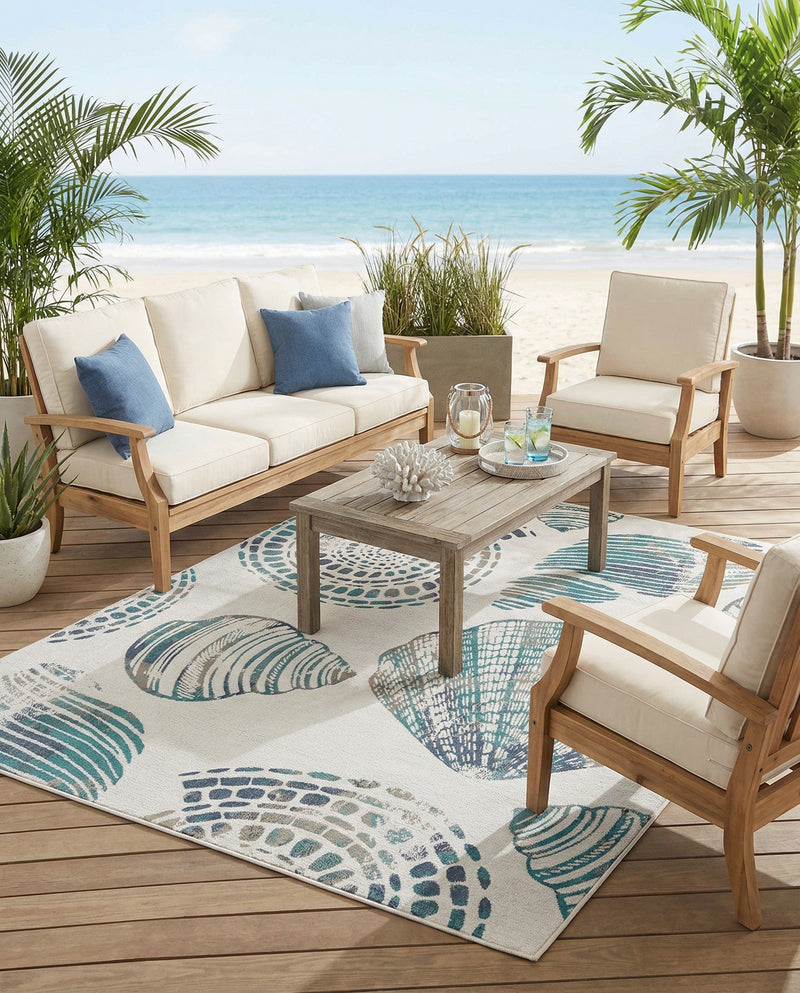 Seaside Haven Rugs Collection Area Rug -  Saltwater Rectangle Ivory  lifestyle 23