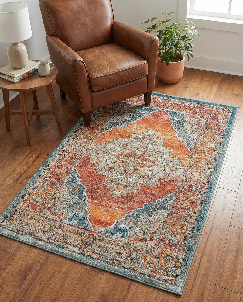 Savannah Soiree Collection Area Rug - Serengeti (Rust Red) Rectangle Rust Red  lifestyle 20
