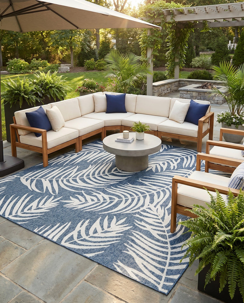 Seaside Blooms Collection Area Rug - Verdure (Blue) Square Blue  lifestyle 64