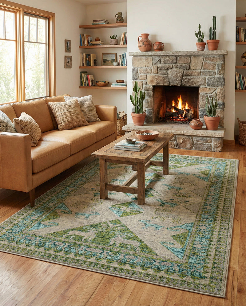 Sedona Vista Collection Area Rug -  Nolina Rectangle Green  lifestyle 40