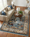 Persian Elegance Collection Area Rug -  Tabriz Rectangle Blue  lifestyle 11