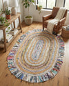 Osian Looms Collection Area Rug - Kathmandu Oval Multi White  lifestyle 64