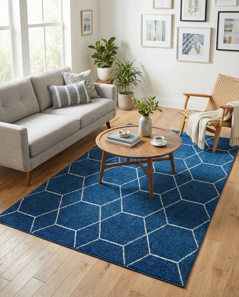 Trellis Mosaic Collection Area Rug - Arborville (Navy Blue) Rectangle Navy Blue  lifestyle 6