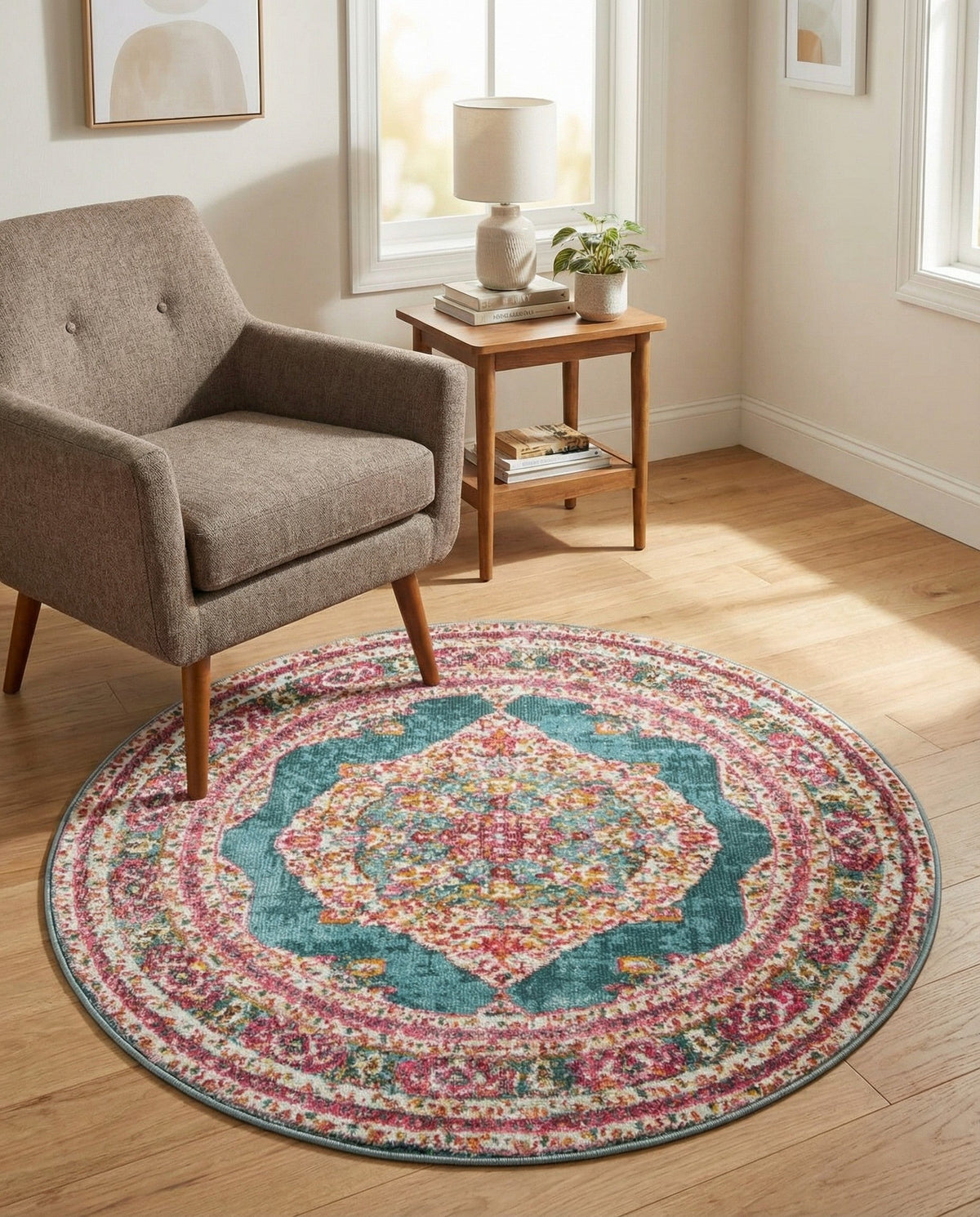Caribbean Breeze Collection Area Rug -  Windward Round Turquoise  lifestyle 192