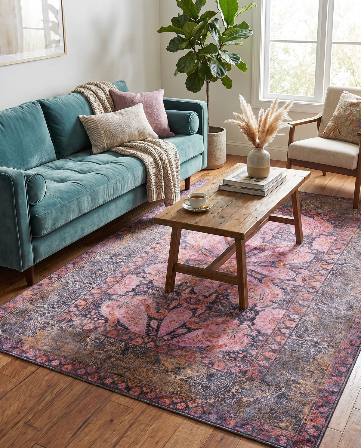 Maranta Collection Area Rug - Paramaribo Rectangle Pink  lifestyle 17