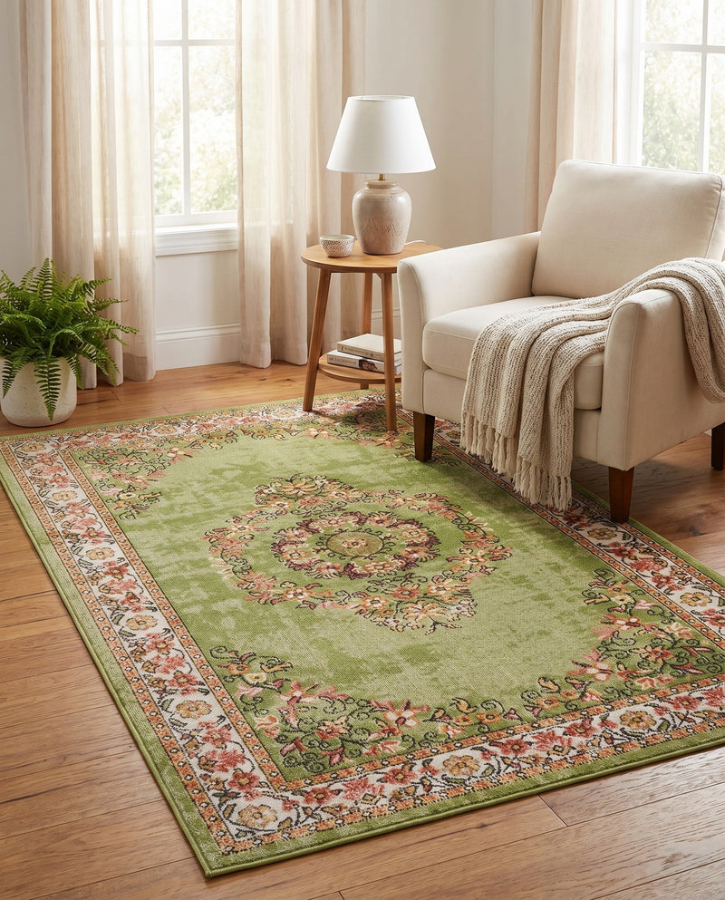 Geneva Terrace Collection Area Rug -  Yverdon Rectangle Green  lifestyle 54