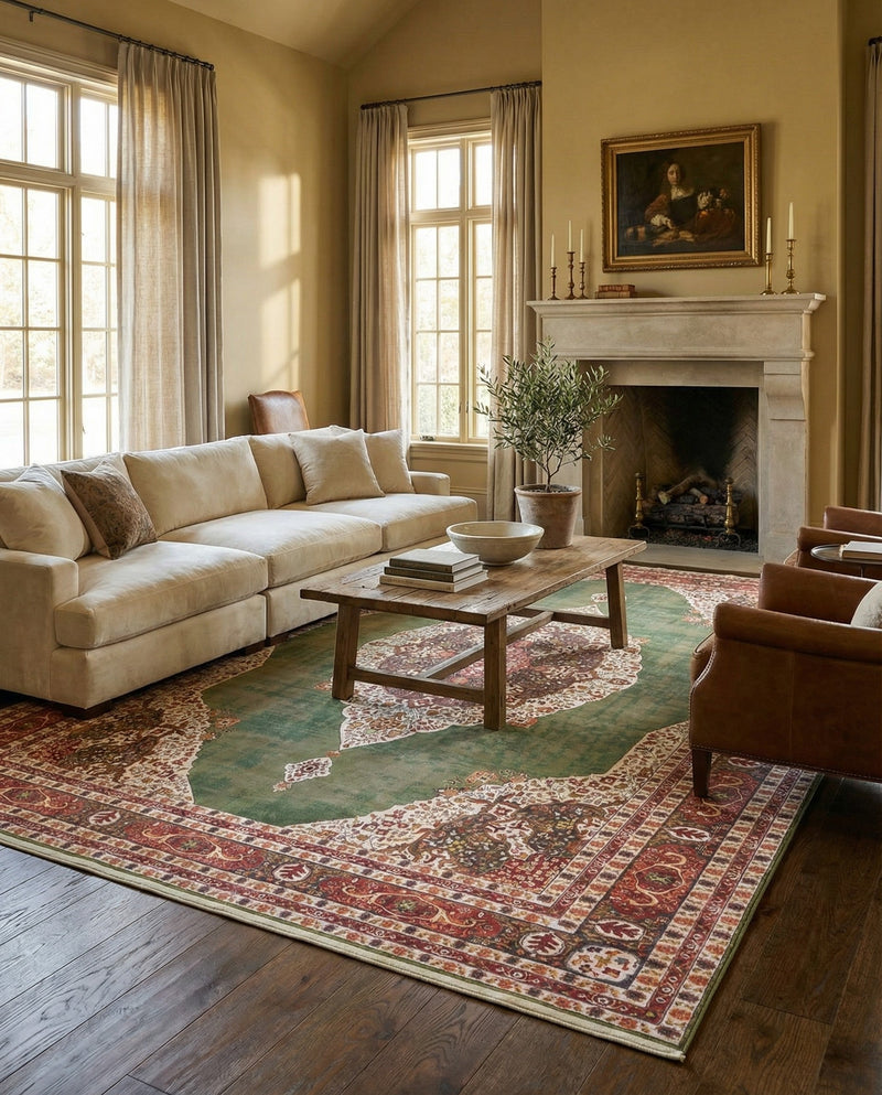 Caribbean Breeze Collection Area Rug -  Windward Rectangle Green  lifestyle 14