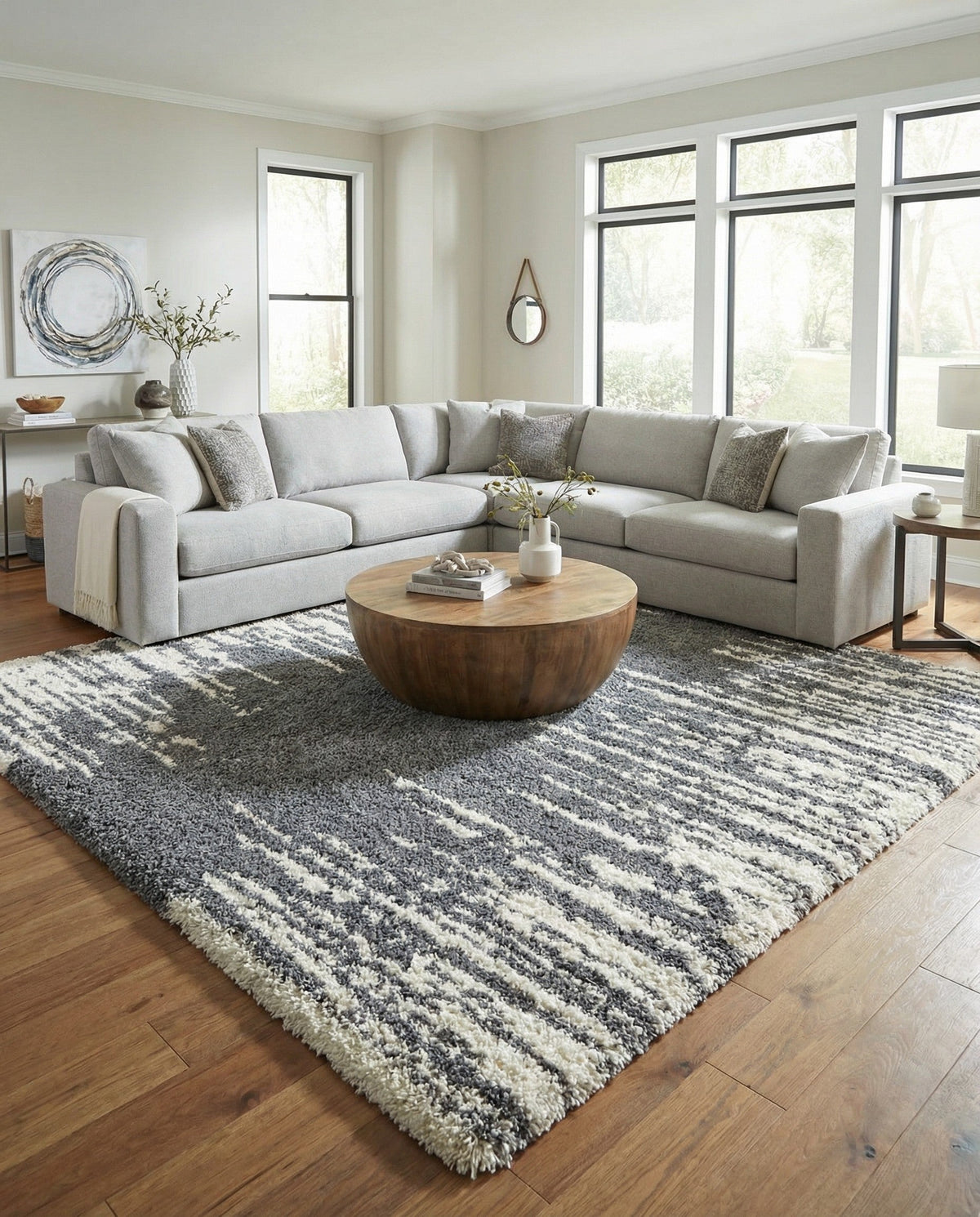 Tranquil Tides Shag Collection Area Rug - Marina Square Gray  lifestyle 129
