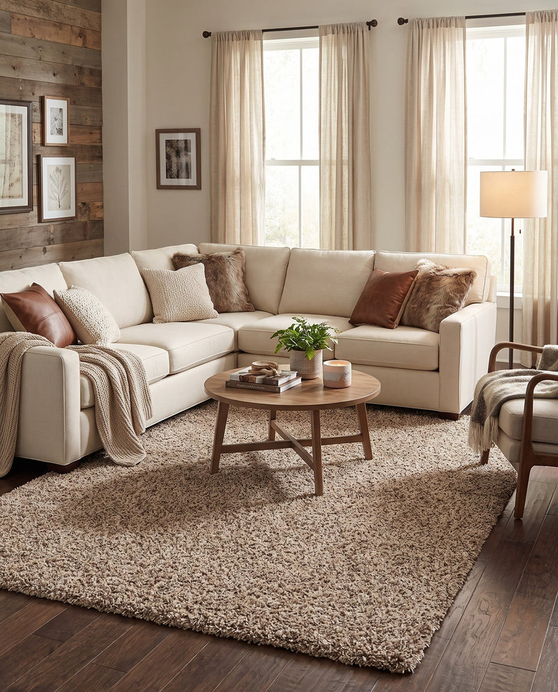 Plush Oasis Collection Area Rug - Serenity (Taupe) Rectangle Taupe  lifestyle 37
