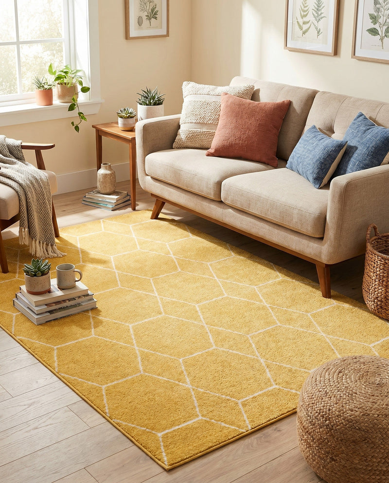 Trellis Mosaic Collection Area Rug - Arborville (Yellow) Rectangle Yellow  lifestyle 21