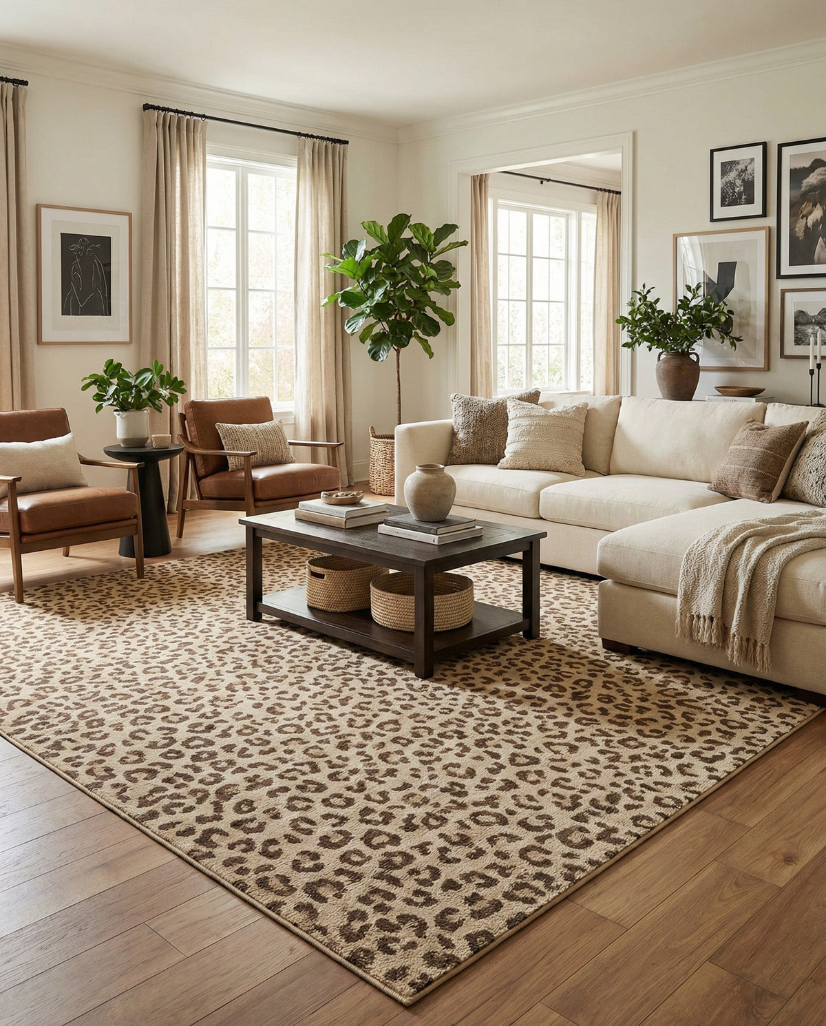 Sahara Sands Collection Area Rug -  Buto Square Natural  lifestyle 88