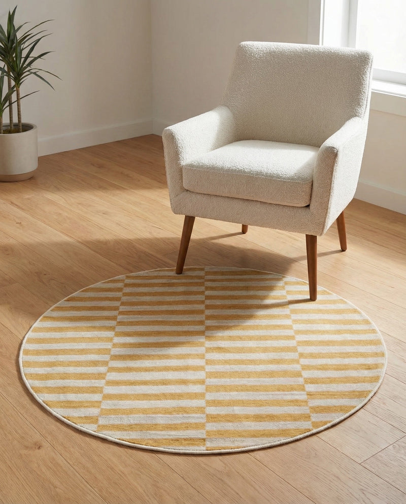 Soho Elegance Collection Area Rug -  Hudson (Yellow) Round Yellow  lifestyle 45