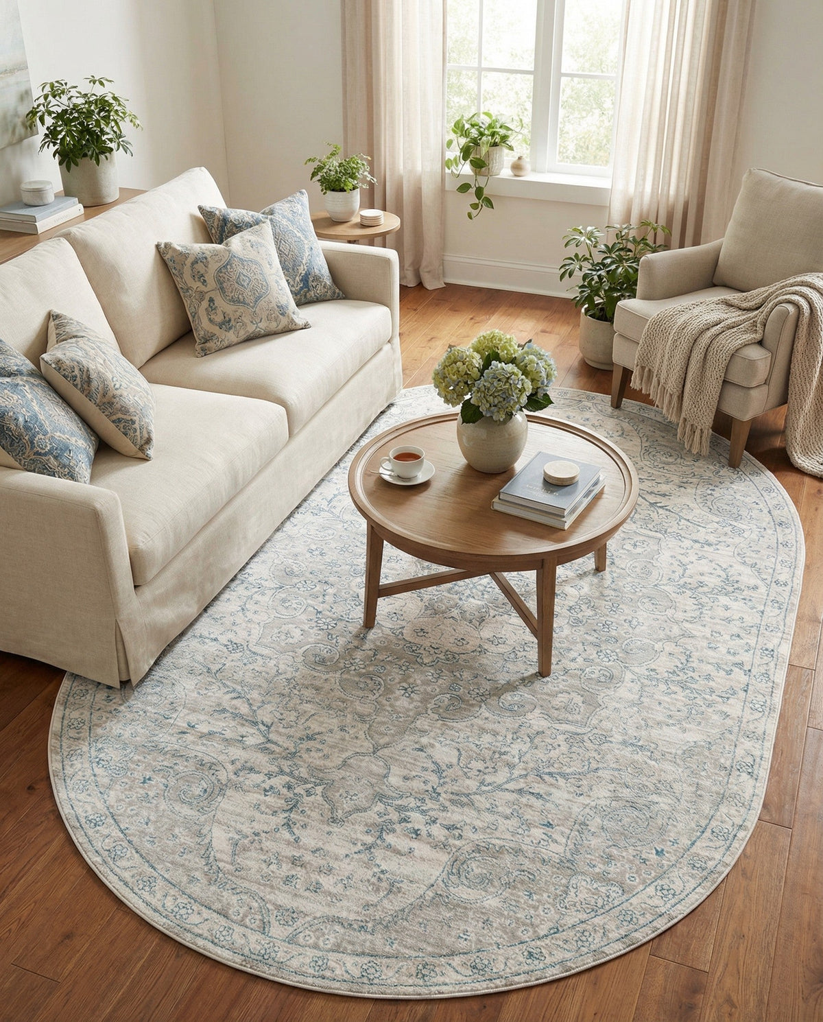 Coastal Haven Collection Area Rug - Seabreeze (Gray) Oval Gray  lifestyle 81