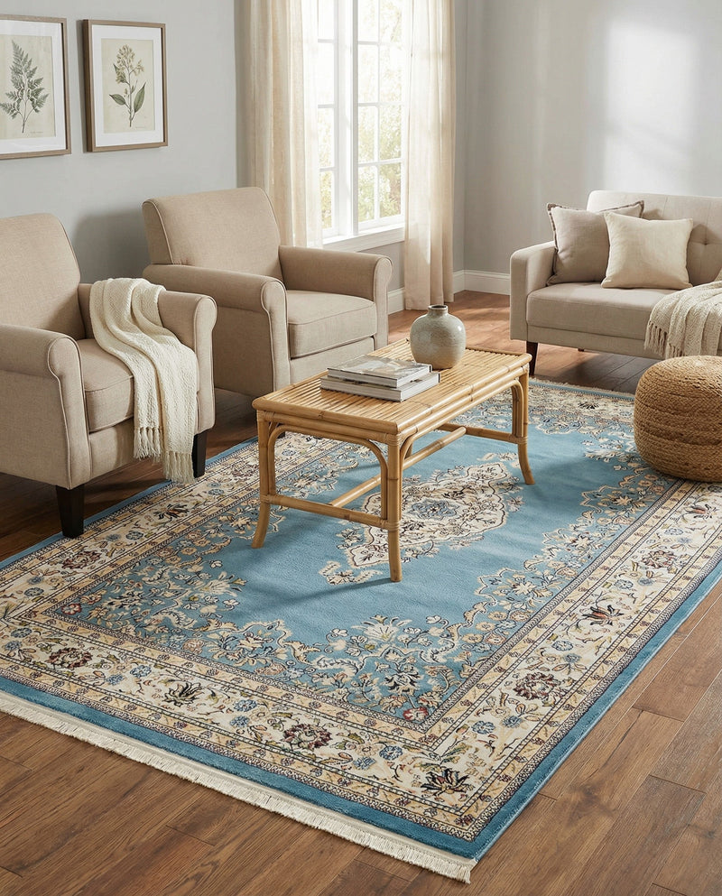 Persian Elegance Collection Area Rug - Isfahan Rectangle Blue  lifestyle 39