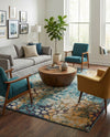 Venetian Tapestry Collection Area Rug - Murano Rectangle Blue  lifestyle 55