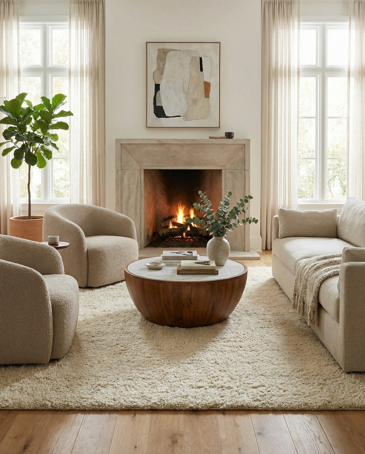 Wellington Luxe Shag Collection Area Rug - Kapiti Square Moroccan Ivory  lifestyle 112