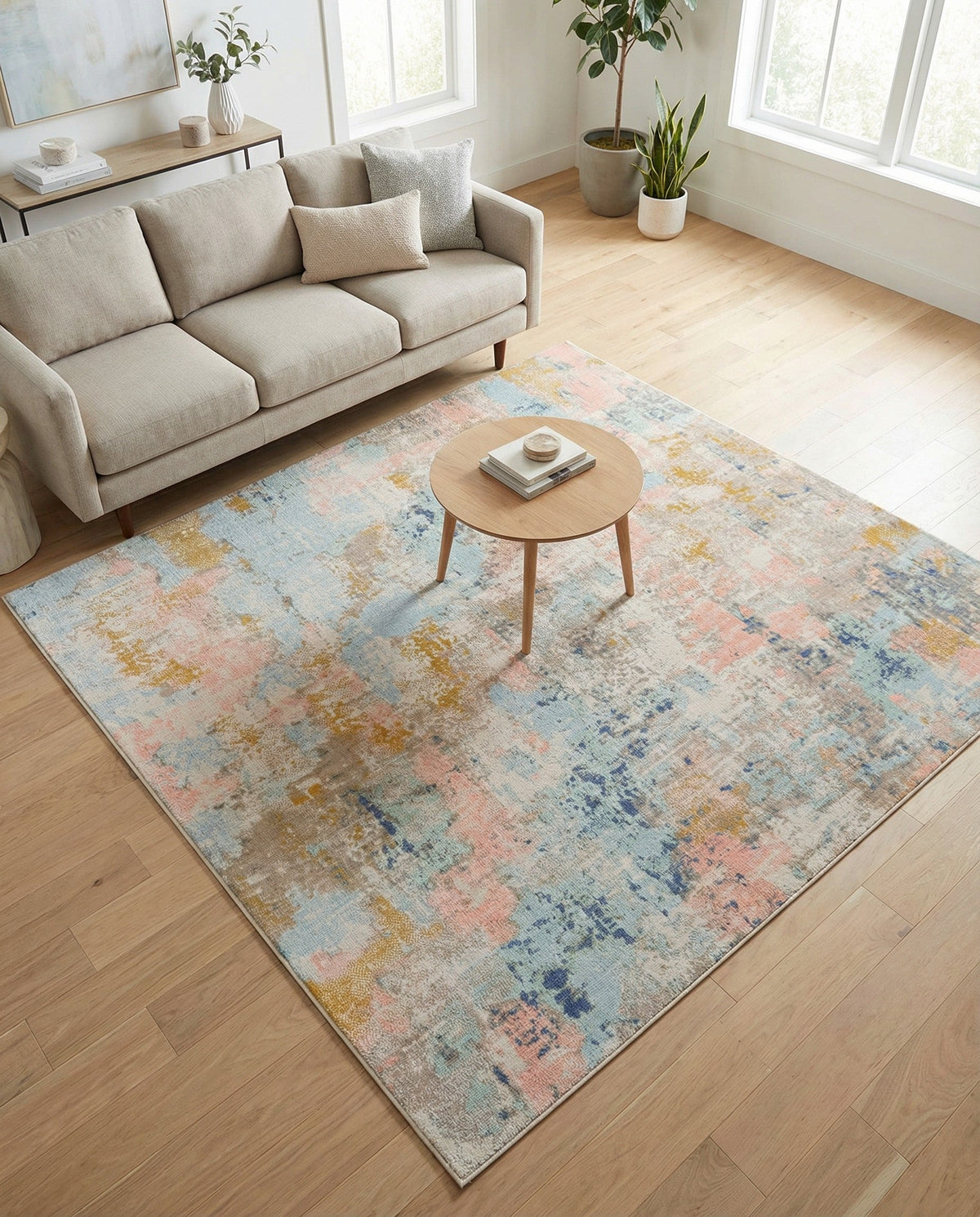 Lagoon Oasis Collection Area Rug -  Seagrass Square Multi  lifestyle 96