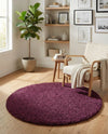 Plush Oasis Collection Area Rug - Serenity (Eggplant Purple) Round Eggplant Purple  lifestyle 48