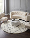 Cozy Haven Shag Collection Area Rug - Serenity (Ivory) Round Ivory  lifestyle 61