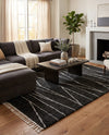 Tranquil Tides Shag Collection Area Rug -  Frost Rectangle Black and White  lifestyle 45