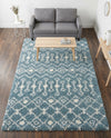 Berber Lattice Shag Collection Area Rug - Atlas (Light Blue) Rectangle Light Blue  lifestyle 14