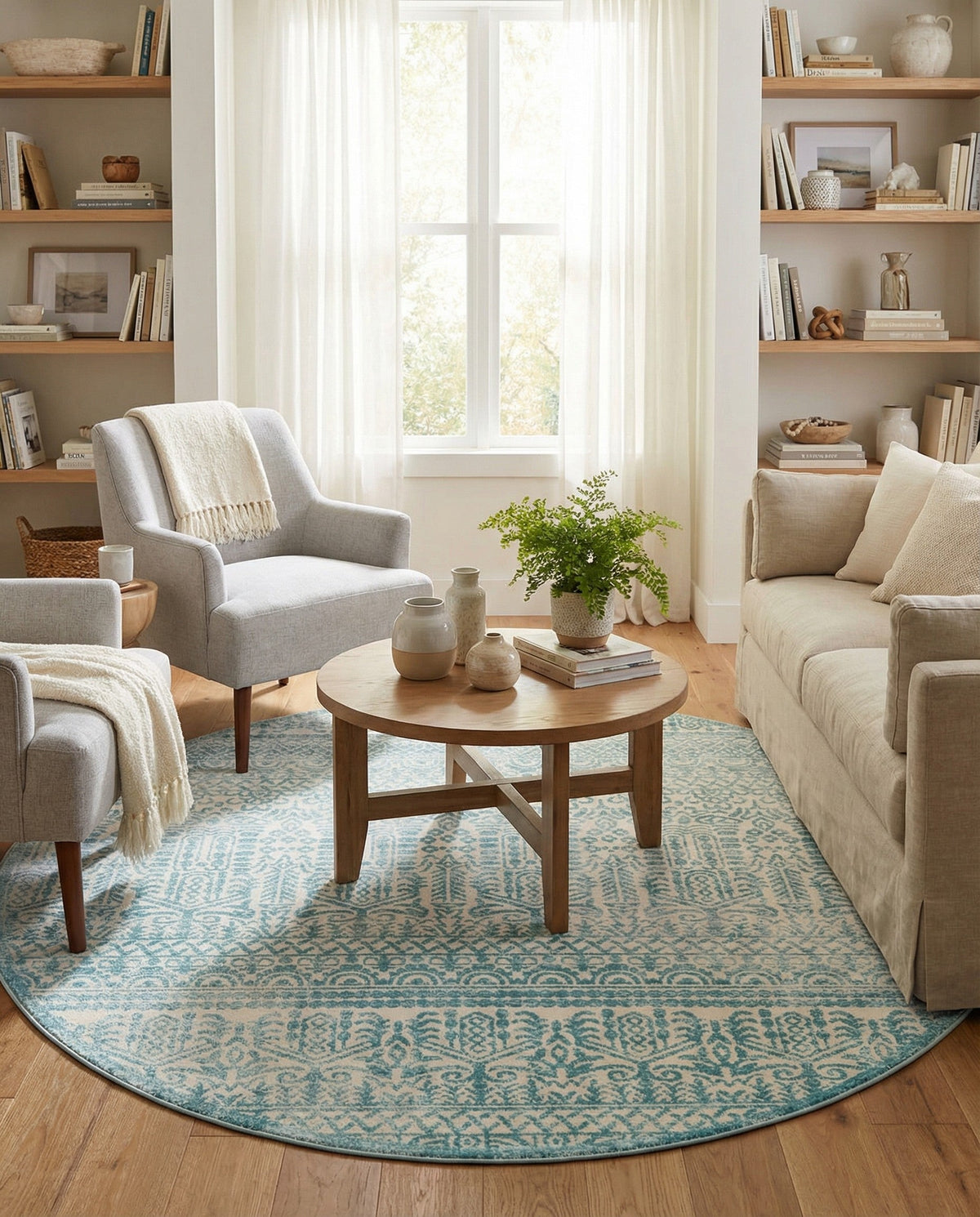 Metro Heights Collection Area Rug -  Chelsea Round Teal  lifestyle 151