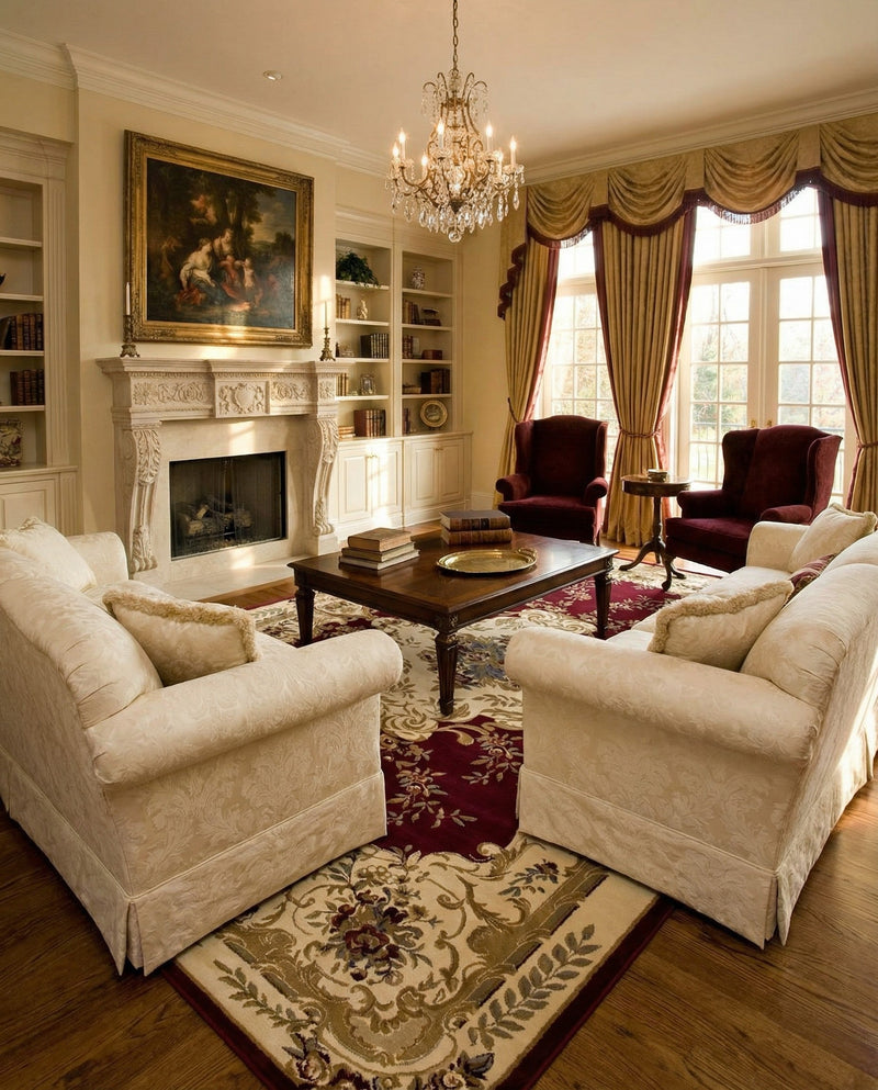 Versailles Elegance Collection Area Rug -  Vincennes Rectangle Red  lifestyle 49