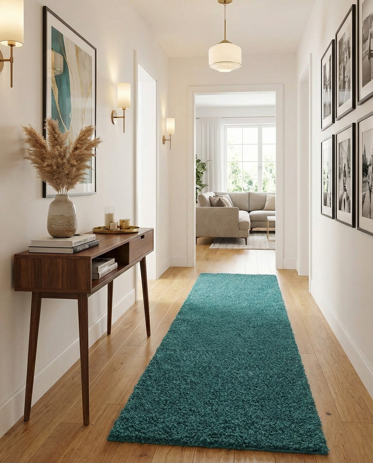 Plush Oasis Collection Area Rug - Serenity (Deep Aqua Blue) Runner Deep Aqua Blue  lifestyle 93