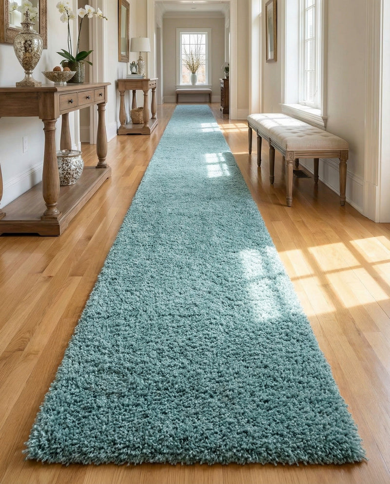 Plush Oasis Collection Area Rug - Serenity (Light Slate Blue) Runner Light Slate Blue  lifestyle 37