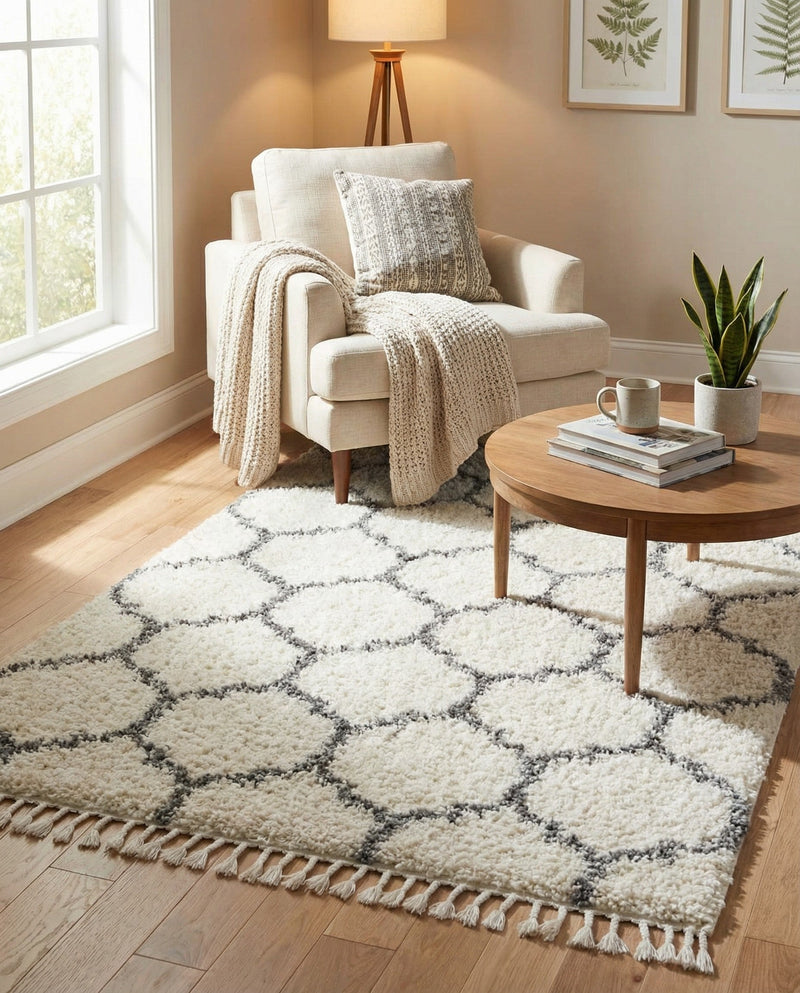Cozy Cove Shag Collection Area Rug - Marina Rectangle Ivory  lifestyle 18