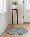 Highland Woven Jute Collection Area Rug - Glenmore (Navy Blue) Round Navy Blue  lifestyle 52
