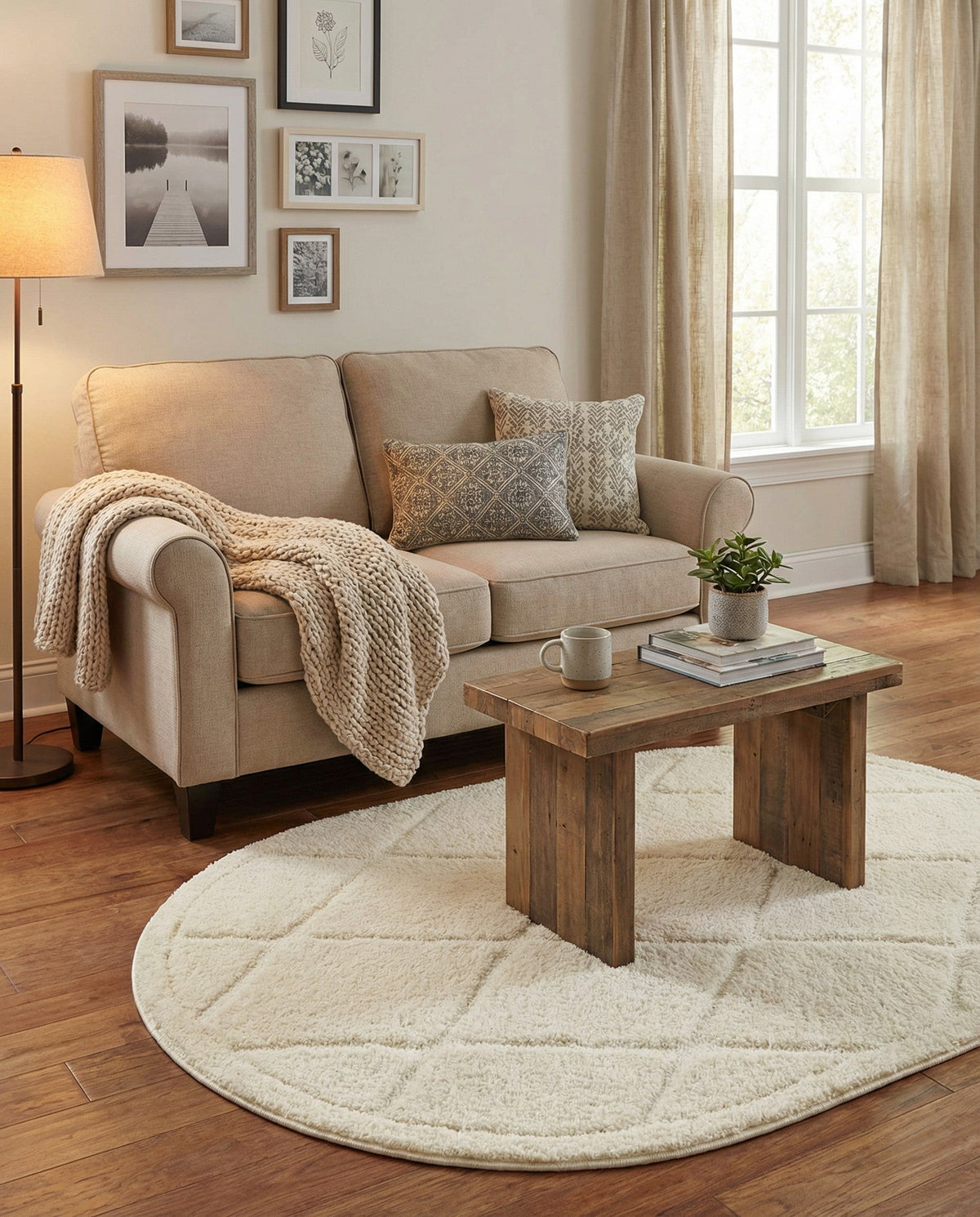 Trellis Haven Collection Area Rug - Havenwood Oval Ivory  lifestyle 125