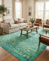 Baroque Era Collection Area Rug - Versailles (Spring Green) Rectangle Spring Green  lifestyle 23