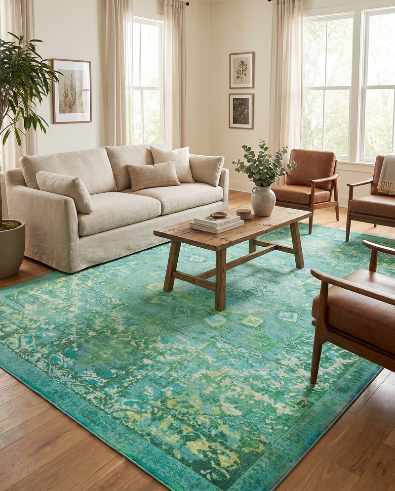 Baroque Era Collection Area Rug - Versailles (Spring Green) Rectangle Spring Green  lifestyle 23