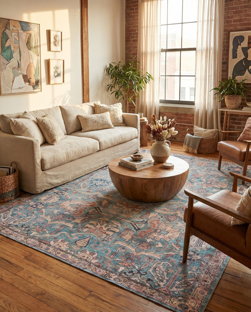 Vintage Memories Collection Area Rug -  Memories Rectangle Blue  lifestyle 9