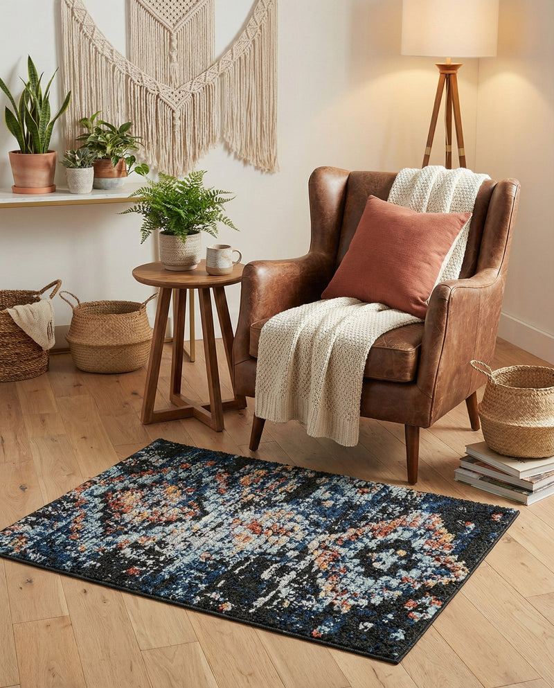 Tangier Treasures Collection Area Rug -  Fez Rectangle Navy Blue  lifestyle 23