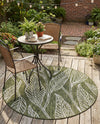 Seaside Blooms Collection Area Rug -  Evergreen (Green) Round Green  lifestyle 57