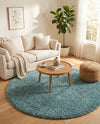 Plush Oasis Collection Area Rug - Serenity (Light Slate Blue) Round Light Slate Blue  lifestyle 38