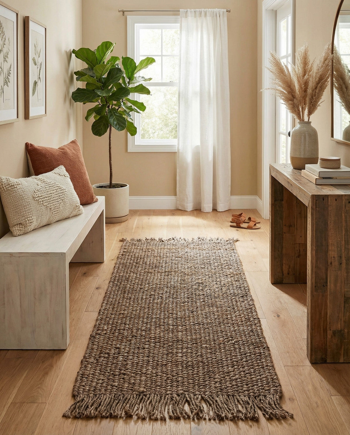 Savannah Jute Collection Area Rug - Seashore Runner Gray  lifestyle 198