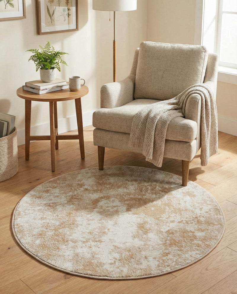 Luminara Sands Collection Area Rug - Elysium (Sand) Round Sand  lifestyle 32