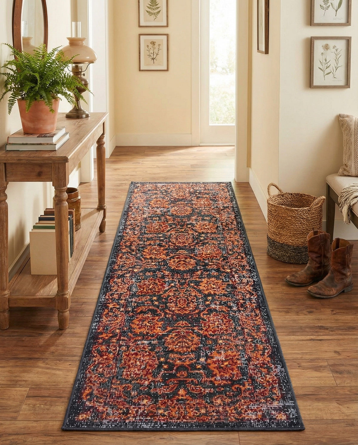 Geneva Terrace Collection Area Rug -  Lausanne Runner Black  lifestyle 177