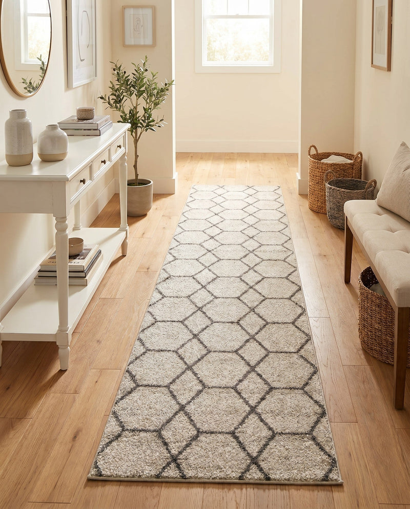 Trellis Mosaic Collection Area Rug - Arborville (Ivory) Runner Ivory  lifestyle 61