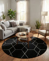 Trellis Mosaic Collection Area Rug - Arborville (Black) Round Black  lifestyle 41