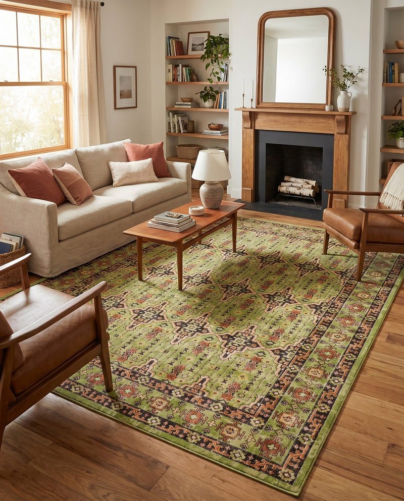 Geneva Terrace Collection Area Rug -  Nyon Rectangle Green  lifestyle 24