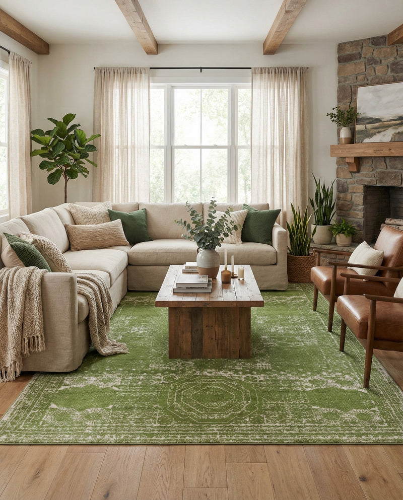 Dover Terrace Collection Area Rug -  Lagoon (Green) Rectangle Green  lifestyle 5