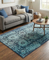 Chateau Elegance Collection Area Rug -  Louvre Rectangle Blue  lifestyle 63