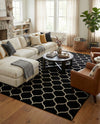 Trellis Mosaic Collection Area Rug -  Pergolatown (Black) Rectangle Black  lifestyle 7